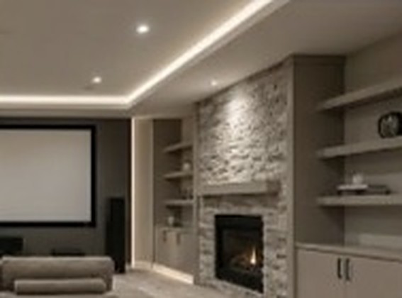Finished basement with fireplace and home theatre