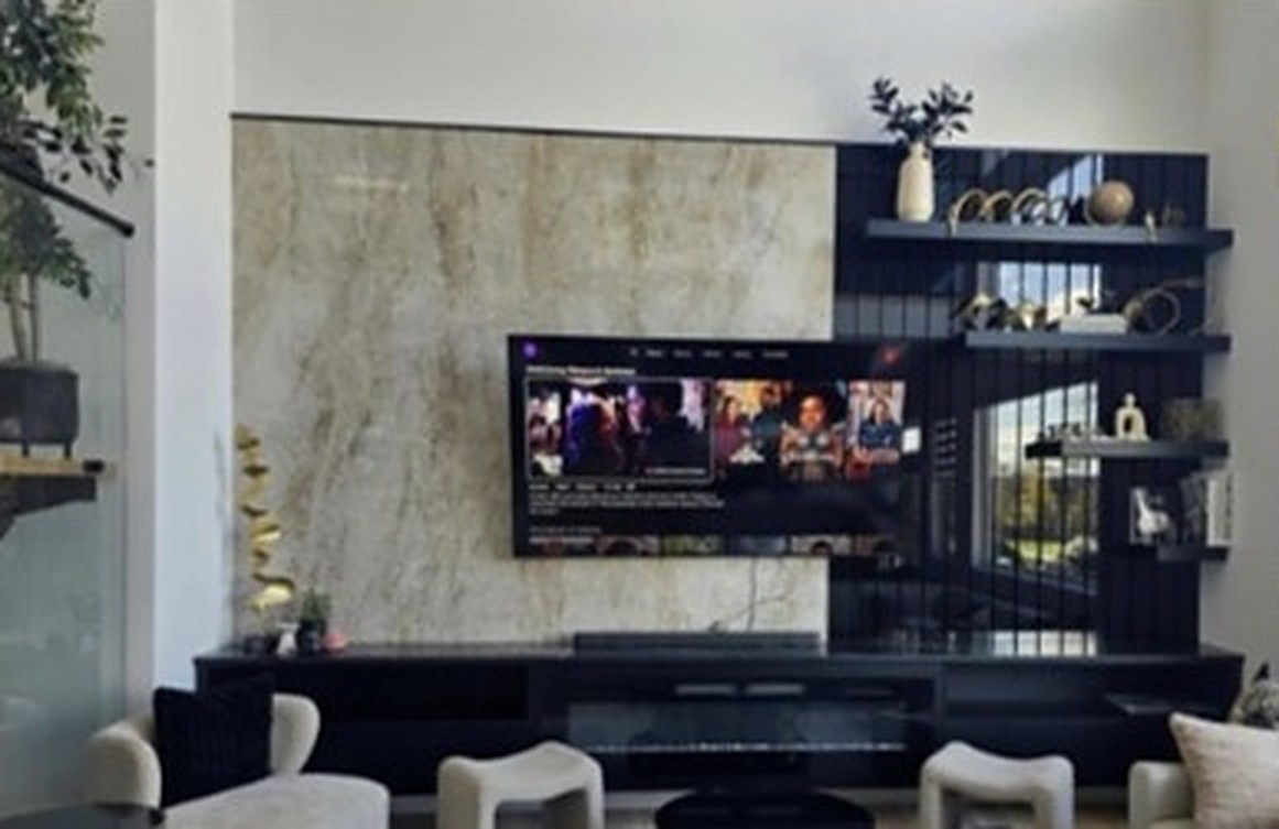 Basement feature TV wall